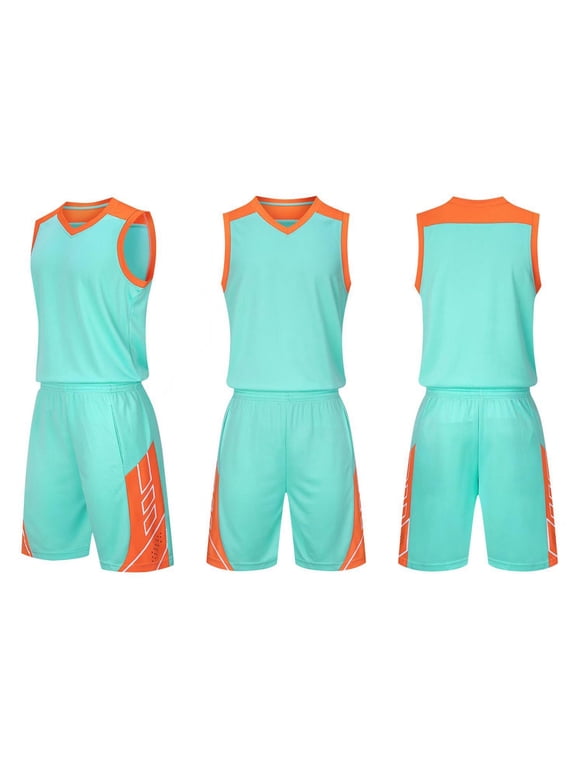 Boys Athletic Outfit, Basketball Jersey Shirt Elastic Waist Shorts Sports Set 2-Piece Green 11-12T