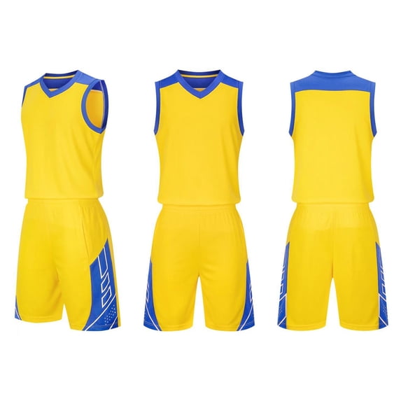 NAISIBABY Boys Athletic Outfit, Basketball Jersey Shirt Elastic Waist Shorts Sports Set 2-Piece Yellow 11-12T