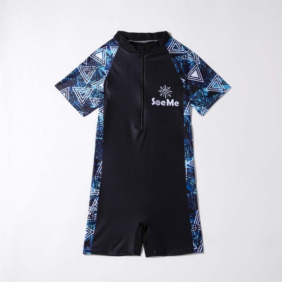 NAISIBABY Boys Athletic Rash Guards, Short Sleeve Quick Dry Surf Summer One Piece Swimsuit Navy Size 5T