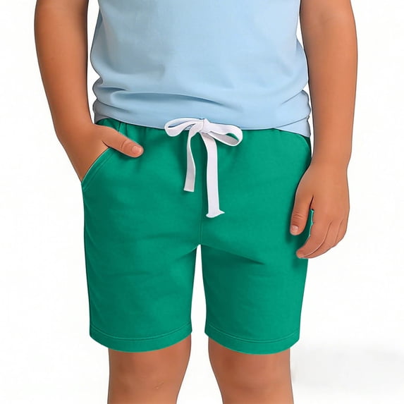 NAISIBABY Boys Athletic Shorts, Drawstring with Pockets Cotton Loose Kids Causal Sports Shorts Green Size 8T