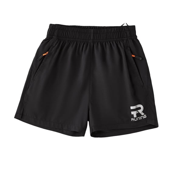 NAISIBABY Boys Athletic Shorts, Quick Dry with Zipper Pockets Elastic Waist Casual Jogger Active Shorts Black 14T