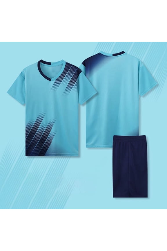 Boys Athletic Shorts Set, Performance T-Shirt Sports Basketball Shorts Activewear Outfit 2-Piece Sky Blue 6-7T