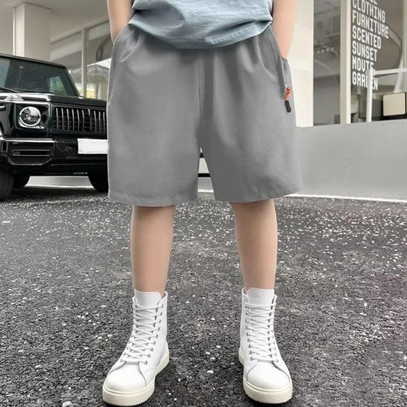 NAISIBABY Boys Athletic Shorts Size 13, Quick Drying Active Fit Elastic Waist Summer Thin Casual Gym Shorts Dark Gray