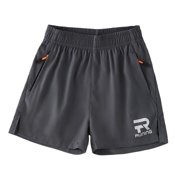 NAISIBABY Boys Athletic Shorts, with Zipper Pockets Elastic Waist Quick Dry Casual Jogger Active Shorts Dark Gray 12T