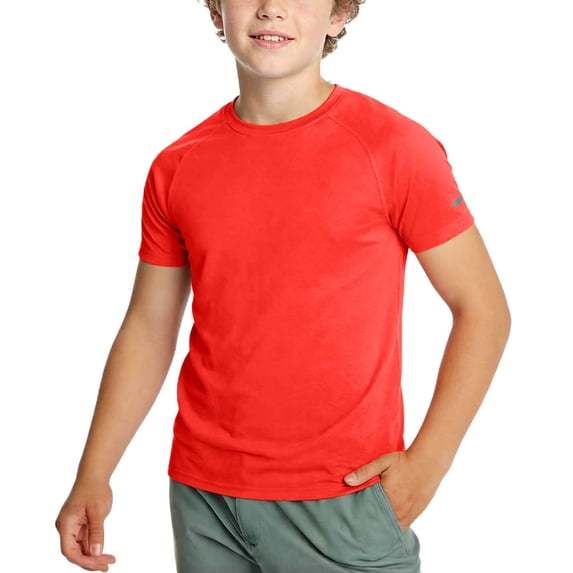 NAISIBABY Boys Athletic T-Shirt, Performance Quick-Dry Short Sleeve Kids Casual Active Tee Red 9T