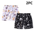 thumbnail image 1 of NAISIBABY Boys Beach Shorts 2 Pack, Elastic Waist Fashion Prints Loose Casual Summer Pull-On Shorts Black, 1 of 4