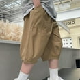 thumbnail image 1 of NAISIBABY Boys Bermuda Shorts Size 6, Solid Color Drawstring Loose Fit Kids Summer Causal Sport Shorts Khaki, 1 of 6