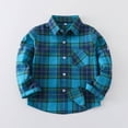 thumbnail image 1 of NAISIBABY Boys Button Down Shirts, Classic Plaid Long Sleeve Lapel Kids Fall Casual Fashion Jackets Blue 7T, 1 of 5