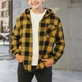 thumbnail image 1 of NAISIBABY Boys Button Down Shirts, Loose Fit Long Sleeve Plaid Casual Fashion Hooded Shirt Jackets Yellow 6T, 1 of 5
