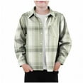 thumbnail image 1 of NAISIBABY Boys Button-Up Shirt(3-9T), Fashion Checked Long Sleeve with Pocket Fall Causal Lapel Tops Mint Green 8T, 1 of 3