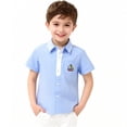 thumbnail image 1 of NAISIBABY Boys Button-Up Shirt 7T, Short Sleeve Cotton Collared Kids School Uniform Shirt Blue (3-14T), 1 of 7