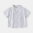 thumbnail image 1 of NAISIBABY Boys Button-Up Shirt, Cotton Breathable Plaid Graphic Short Sleeve Casual Formal Dress Shirt White 3-4T, 1 of 3