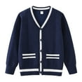 thumbnail image 1 of NAISIBABY Boys Cardigan Sweater 10T, V Neck Buttons Soft Classic Striped School Uniform Knit Outwear Navy, 1 of 5