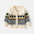 thumbnail image 1 of NAISIBABY Boys Cardigan Sweater, Long Sleeve Warm Checked Knitted Soft Casual Button Outwear Beige 4-5T, 1 of 3