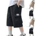 thumbnail image 1 of NAISIBABY Boys Cargo Shorts, Elastic Waist Cotton Loose Pull-On Summer Casual Shorts Black 10-11T, 1 of 4