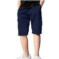 thumbnail image 1 of NAISIBABY Boys Cargo Shorts, Elastic Waist Cotton Solid Color Summer Casual Shorts Navy 10-11T, 1 of 9