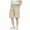 thumbnail image 1 of NAISIBABY Boys Cargo Shorts, Elastic Waist Loose Fit with Pockets Summer Casual Sports Bermuda Shorts Beige 3-4T, 1 of 6