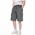 thumbnail image 1 of NAISIBABY Boys Cargo Shorts, Elastic Waist Solid Color Summer 2025 Shorts with Pockets Gray 11-12T, 1 of 7
