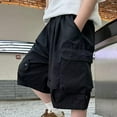thumbnail image 1 of NAISIBABY Boys Cargo Shorts Size 5, Loose Fit with Pockets Elastic Waist Summer Causal Fashion Shorts Black, 1 of 6