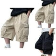 thumbnail image 1 of NAISIBABY Boys Cargo Shorts Size 7-8, Loose Fit with Pockets Elastic Waist Summer Causal Fashion Shorts Khaki（5-15T), 1 of 7