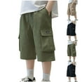 thumbnail image 1 of NAISIBABY Boys Cargo Shorts, Stretch Loose Cotton Elastic Waist Casual Pull-On Shorts Army Green 11-12T, 1 of 6