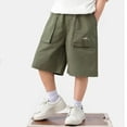 thumbnail image 1 of NAISIBABY Boys Cargo Shorts, Summer 2025 Loose Fit Elastic Waist Casaul Bermuda Shorts with Pockets Green 10-11T, 1 of 9