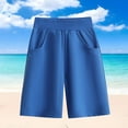 thumbnail image 1 of NAISIBABY Boys Casual Shorts, Elastic Waist Solid Color Comfy Loose Pull-On Sports Shorts Blue 5-6T, 1 of 3