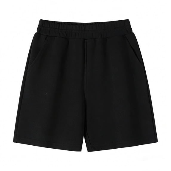 NAISIBABY Boys Cotton Shorts, with Pockets Comfortable Elastic Waist Summer Casual Daily Shorts Black Size 14