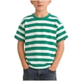 thumbnail image 1 of NAISIBABY Boys Cotton T-Shirt, Striped Prints Short Sleeve Crewneck Summer Kids Casual Fashion Tee Green Size 10, 1 of 7