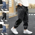 thumbnail image 1 of NAISIBABY Boys Denim Pants Size 8– Straight Leg Fashion Elastic Waist Functional Pockets Fall Casual Jeans Black, 1 of 4