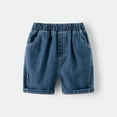 thumbnail image 1 of NAISIBABY Boys Denim Shorts, Solid Color Elastic Waist Stretch Kids Summer Jean Shorts Dark Blue 5-6T, 1 of 9