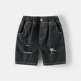 thumbnail image 1 of NAISIBABY Boys Denim Shorts, Stretch Ripped Elastic Waist Summer Fashion Jean Shorts Black 7-8T, 1 of 3