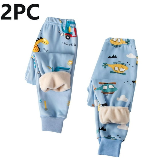 NAISIBABY Boys Fleece Pajama Pants 2-Pack, Elastic Waist Graphic Winter Plush Lounge Sleepwear Trousers Blue 5T