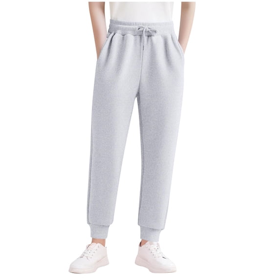 NAISIBABY Boys Fleece Sweatpants, Active Fit Drawstring with Pockets Casual Workout Jogger Pants White 14T