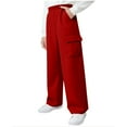 thumbnail image 1 of NAISIBABY Boys Fleece Sweatpants, Elastic Waist Multi-Pockets Straight Leg Kids Casual Sports Trousers Red 12T, 1 of 9