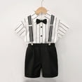 thumbnail image 1 of NAISIBABY Boys Formal Outfits, Short Sleeve Bowtie Shirt and Overall Shorts School Uniform Dressy Sets 2-Piece White 10T, 1 of 9