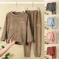 thumbnail image 1 of NAISIBABY Boys Girls 2PC Homewear Outfit Set, Warm Fleece Fall Winter Top and Pants Lounge Home Set Clothes Red Size 7, 1 of 5