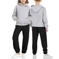 thumbnail image 1 of NAISIBABY Boys Girls Activewear Sets 2-Piece(2-14T), Pullover Hooded Sweatshirt and Jogger Pant Kids Fall Winter Casual Outfits Gray, 1 of 5