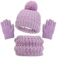 thumbnail image 1 of NAISIBABY Boys Girls Beanie Hat Scarf Gloves Set, Knit Thickening Comfy Kids Winter Outdoor Keep Warm 3 Pieces Set Purple Free Size, 1 of 5