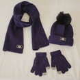 thumbnail image 1 of NAISIBABY Boys Girls Beanie Hat Scarf Gloves Set, Solid Color Comfy Knit Thickening Kids Winter Outdoor Keep Warm 3 Pieces Set Navy Free Size, 1 of 6