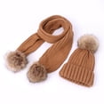 thumbnail image 1 of NAISIBABY Boys Girls Beanie Hat Scarf Set, Solid Color Knit Thickening Cute Kids Winter Outdoor Keep Warm 2 Pieces Set Khaki Free Size, 1 of 6