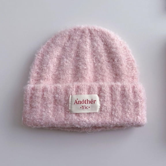 NAISIBABY Boys Girls Beanie Hat, Soft Cute Knit Thicken Stretch Winter Warm Ski Caps Pink