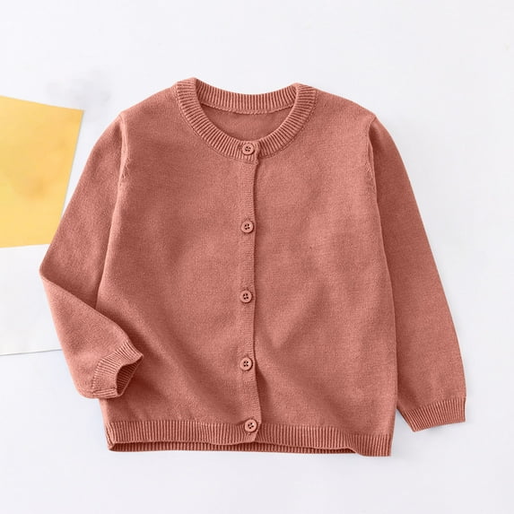 NAISIBABY Boys Girls Cardigan Sweater, Crewneck Buttons Long Sleeve Casual Loose Fleece Knitted Coat Coffee 8T