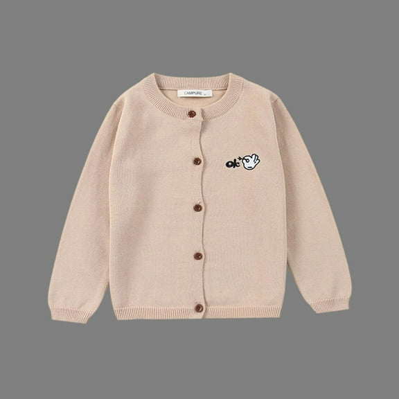 NAISIBABY Boys Girls Cardigan Sweater, Loose Fit Long Sleeve Buttons Cotton Knitted Fashion Outwear Khaki 6T