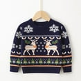 thumbnail image 1 of NAISIBABY Boys Girls Christmas Sweater, Pullover Cute Pattern Long Sleeve Casual Knitted Sweater Navy 6-7T, 1 of 7