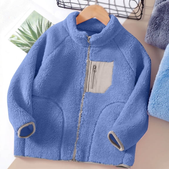 NAISIBABY Boys Girls Fleece Jacket, Long Sleeve Zip-Up Thick Warm Fall Winter Casual Fashion Fuzzy Outerwear Blue 10T