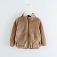 thumbnail image 1 of NAISIBABY Boys Girls Fleece Jacket, Stand Collar Solid Long Sleeve Kids Warm Coat Khaki 18Months, 1 of 3