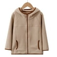 thumbnail image 1 of NAISIBABY Boys Girls Fleece Jacket, Stand Up Collar Solid Color Zip Up Kids Winter Plush Thicken Coat Khaki 3-4T, 1 of 6