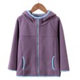 thumbnail image 1 of NAISIBABY Boys Girls Fleece Jacket, Stand Up Collar Solid Color Zip Up Kids Winter Plush Thicken Coat Purple 3-4T, 1 of 3
