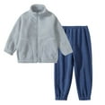 thumbnail image 1 of NAISIBABY Boys Girls Fleece Sets(3-17T), Zipepr Sweatshirt Jackets with Elastic Waist Pants Winter Thicken Warm 2-Piece Outfit Blue 7T, 1 of 2